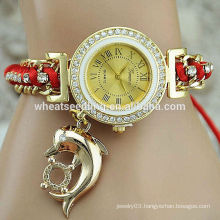 Geneva dolphin pendant Bracelet Wristwatch Fashion Ladies Watches vintage retro wrap bracelet watch